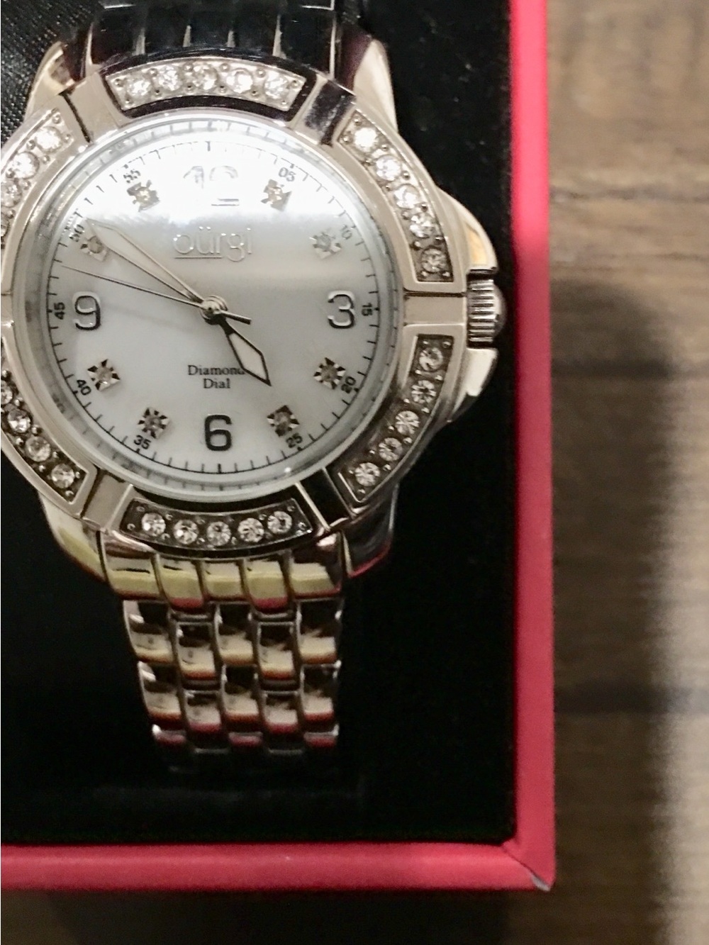 Silver Crystal-Accented Women's Watch with White Dial